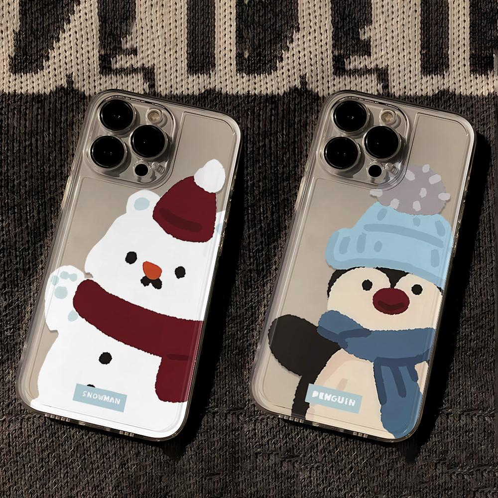 冬日小熊iphone15苹果手机壳14promax卡通13pro透明12高级11全包e