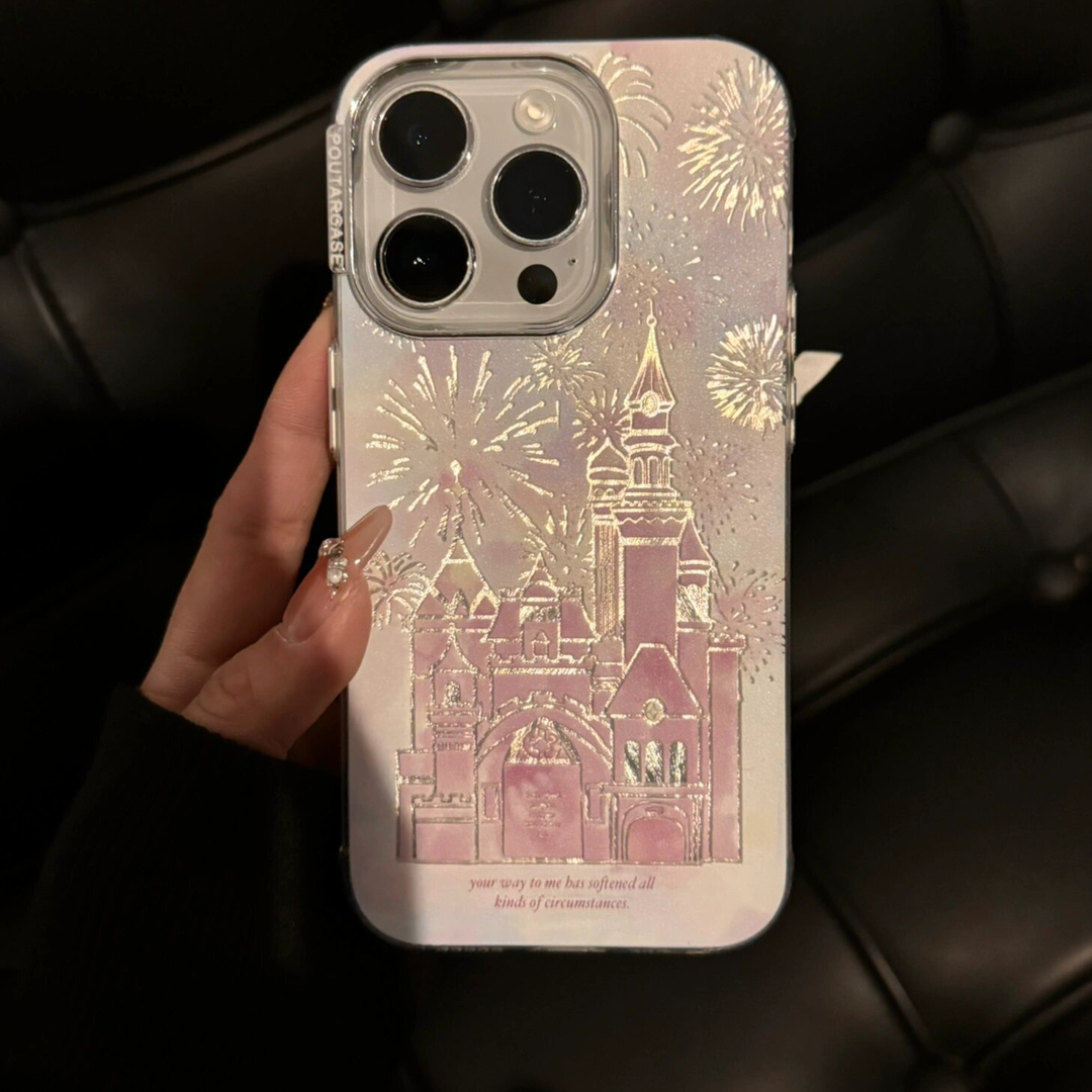 梦幻城堡烟花苹果15promax手机壳iPhone14电镀水波纹13高级感女12