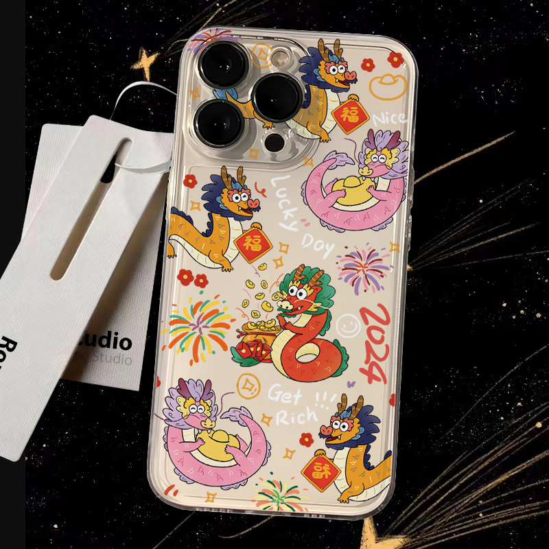 新年发财龙苹果iPhone15/14promax手机壳13/12软11/xs/7/8plus6潮