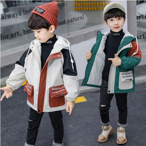 男童加绒加厚风衣2020新款儿童中大童外套小男孩帅气中长款韩版潮
