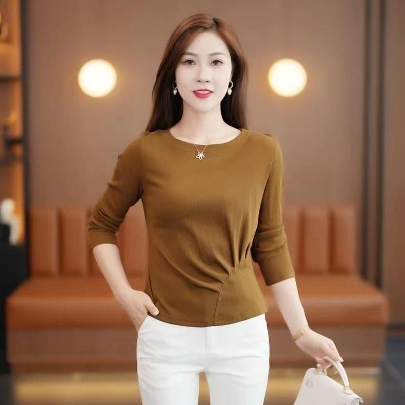 小个子时尚T恤女士长袖上衣2023早秋装新款女装今年流行洋气小衫