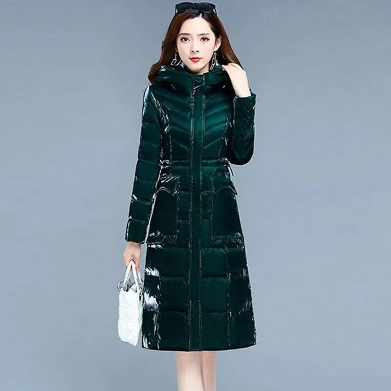 雅鹿促销亮面免洗羽绒服女2024年新款时尚洋气中长款高端气质女士