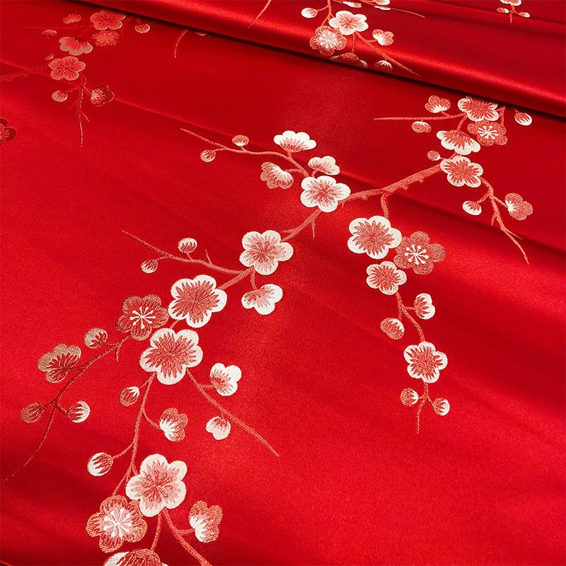 【织夏专属】梅花高档织锦缎旗袍面料手工diy制作丝绸缎面料大红色