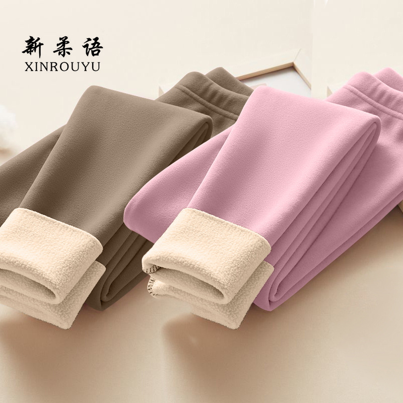 羊羔绒打底裤女秋冬加绒加厚外穿毛裤德绒东北保暖裤高腰大码秋裤