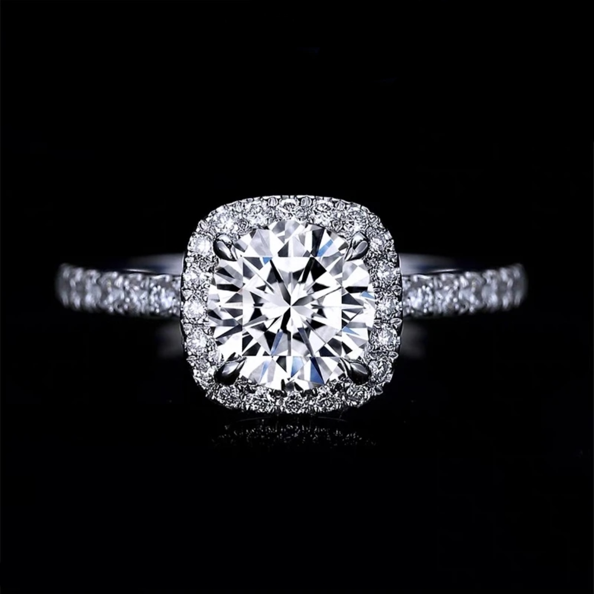 钻小恋 实验室培育钻石公主方包围镶18K金钻戒人工培育钻轻奢婚戒