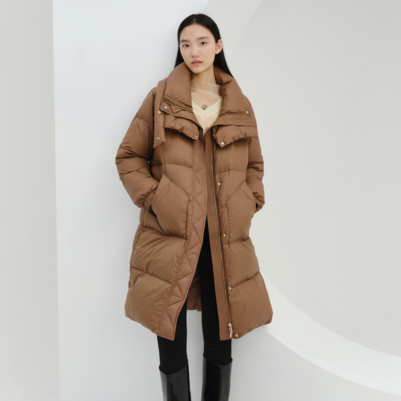 XG/雪歌XI406042A872中长款加厚连帽女士收腰时尚女款气质羽绒服