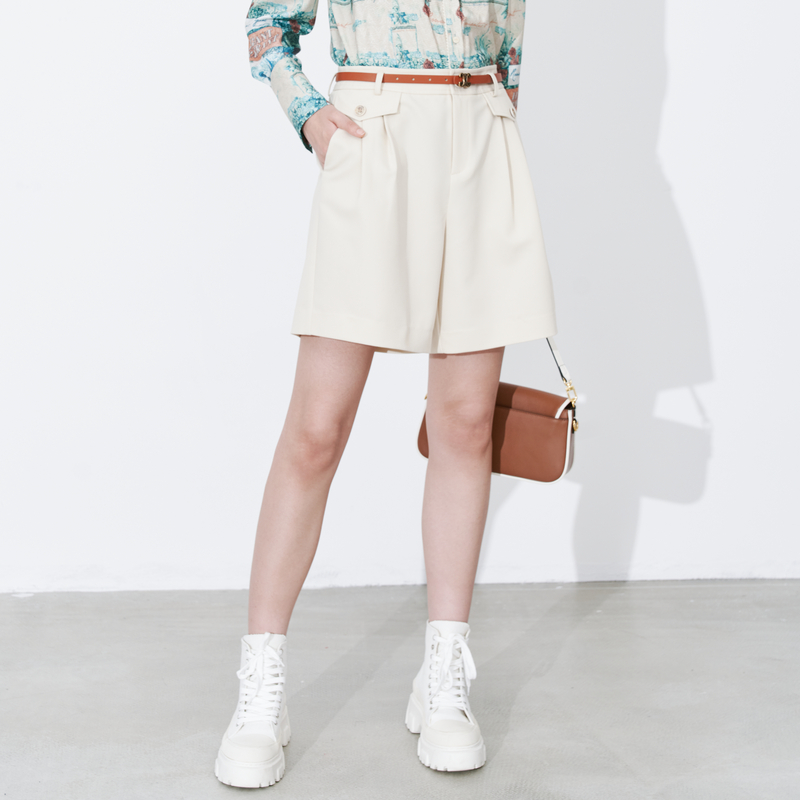 XG/雪歌显瘦薄款宽松时尚直筒简约设计感休闲裤(短)XI102021A560