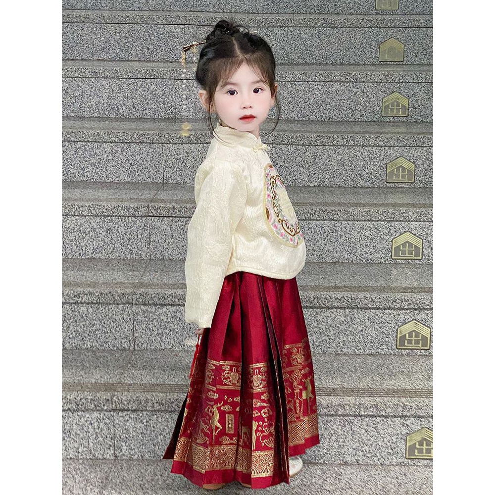 汉服女童马面裙2023秋季新款古风国风唐装宝宝古装儿童连衣裙