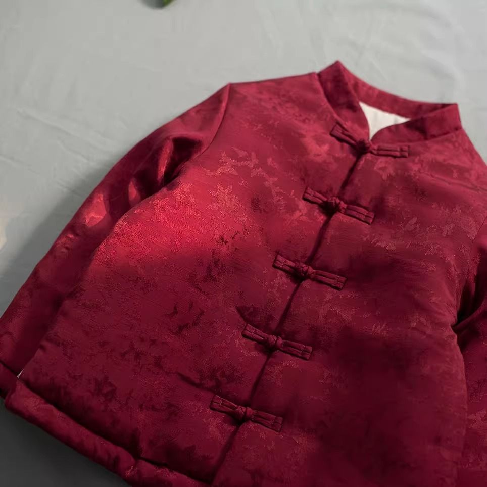 男女童拜年服红色中国风唐装棉衣儿童冬款中式夹棉汉服加厚新年装