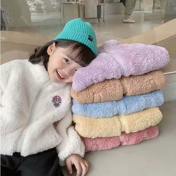 双面绒中小童装高领外套女童洋气开衫儿童上衣宝宝2023冬装新婴儿