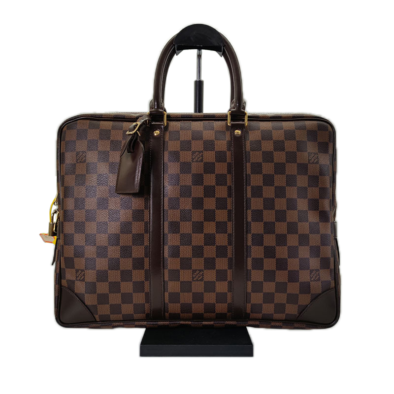 90新 LouisVuitton/路易威登 棕色男士棋盘格手提包商务公文包