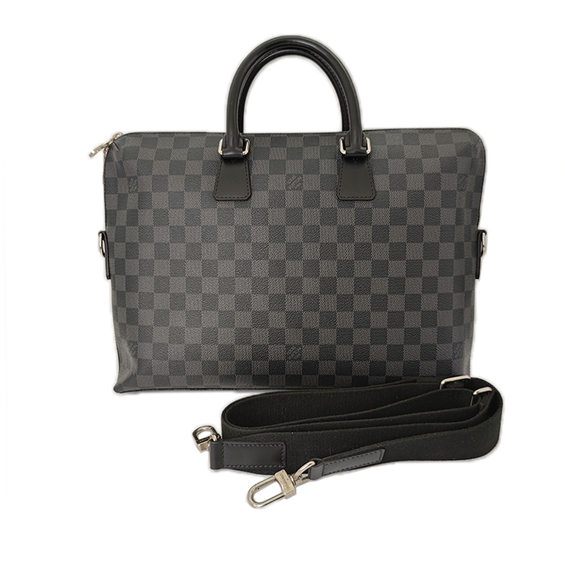 95新 LouisVuitton/路易威登 黑棋盘格男公文包商务手提包 有肩带