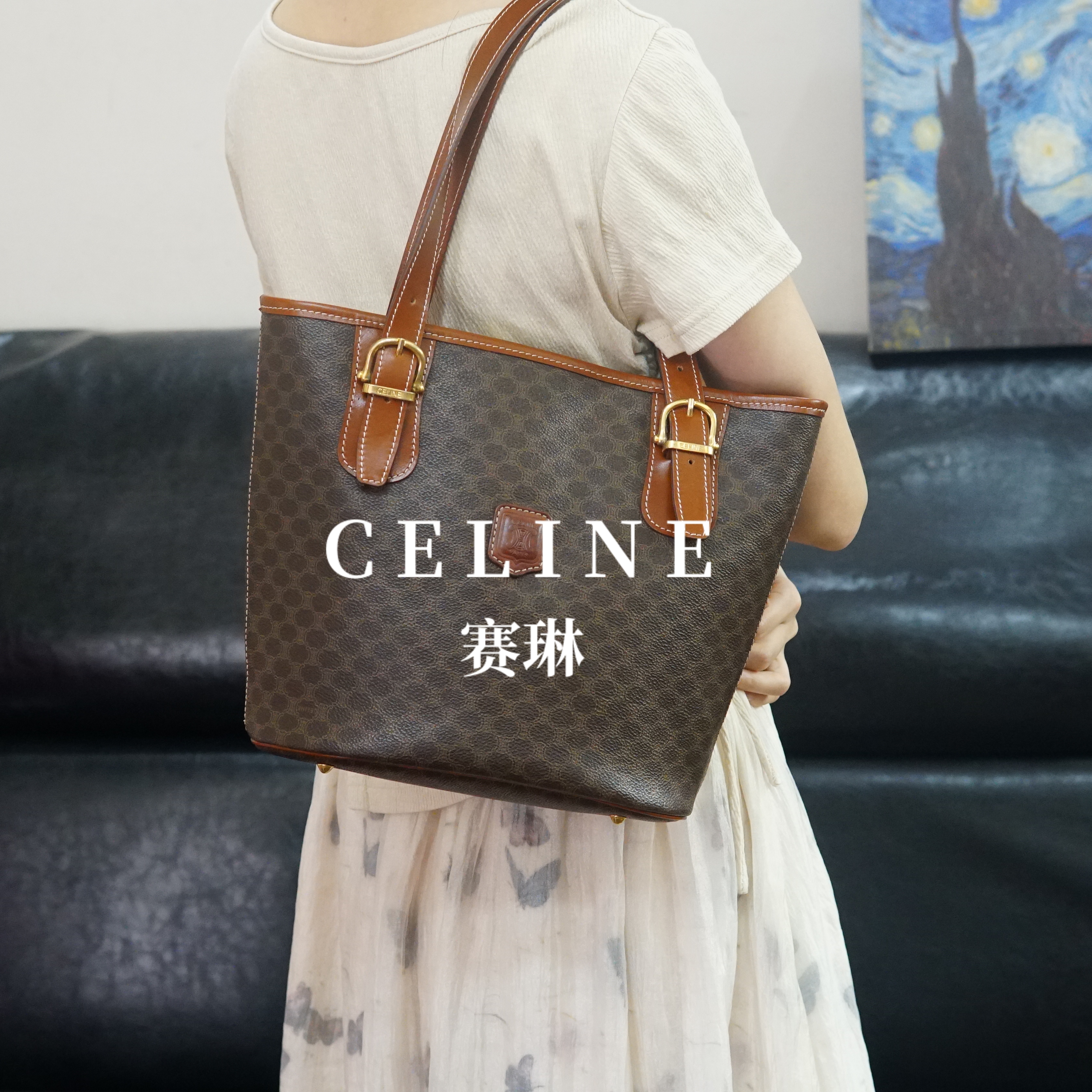 95新 Celine/思琳 老花水桶包/JJ03604160/4160