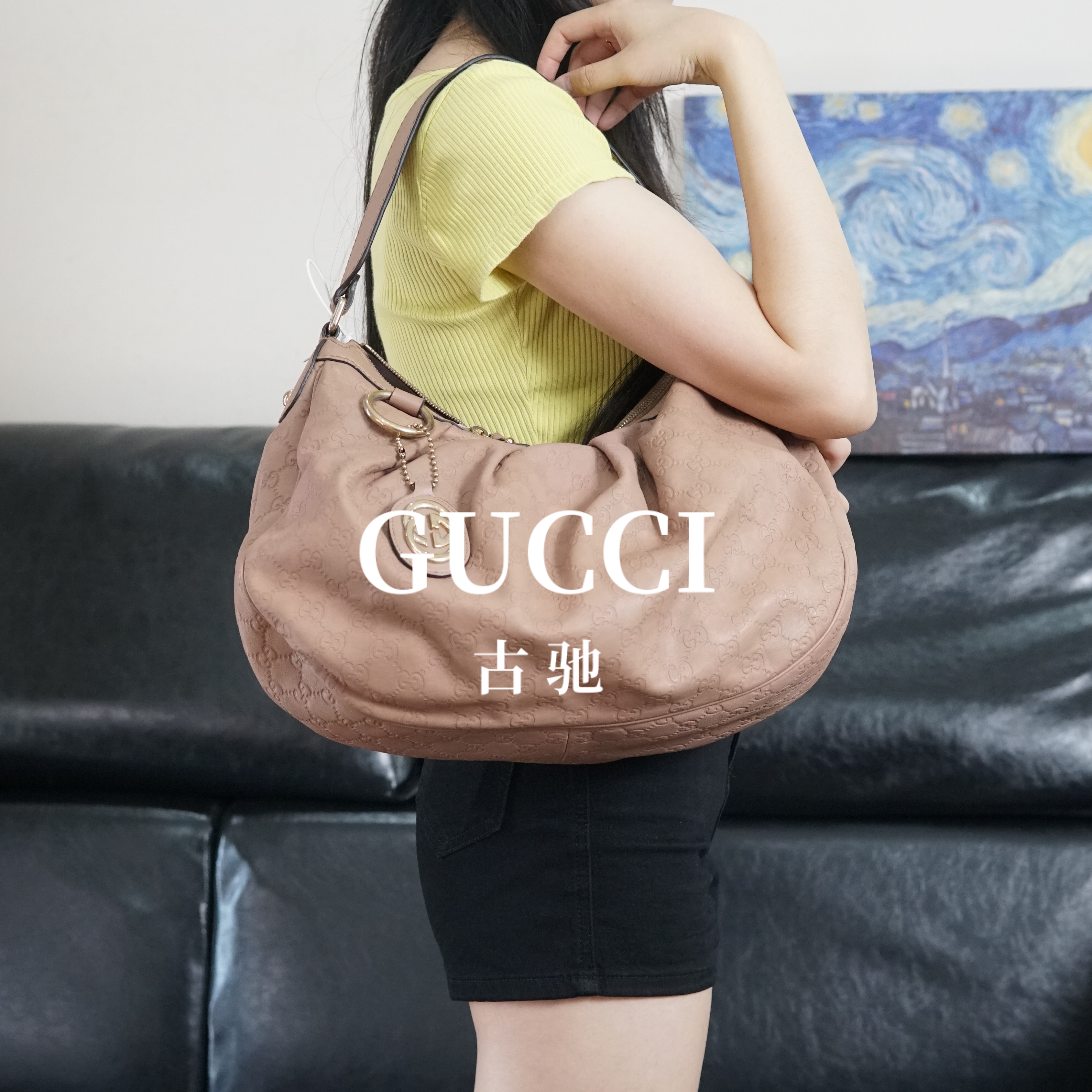 95新 GUCCI/古驰 压纹单肩包/ZZ09710099/0099优