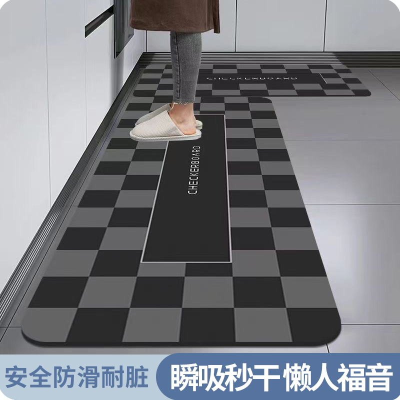 厨房硅藻泥防油可擦免洗家用长条防滑吸水地垫耐脏防水脚地垫地毯