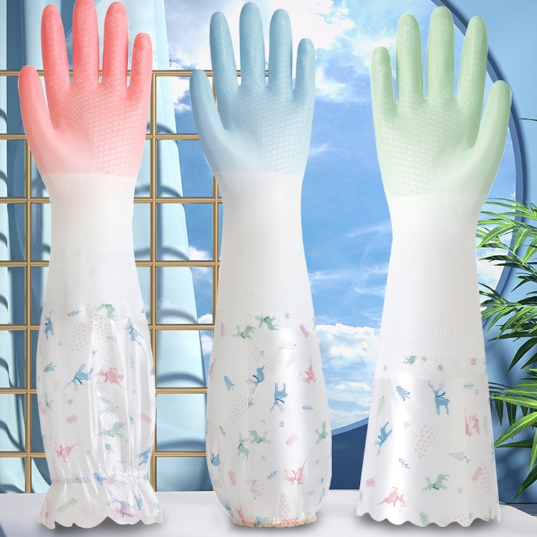 家务洗碗手套加绒防水橡胶厨房清洁洗衣服刷碗胶皮乳胶家用加长款