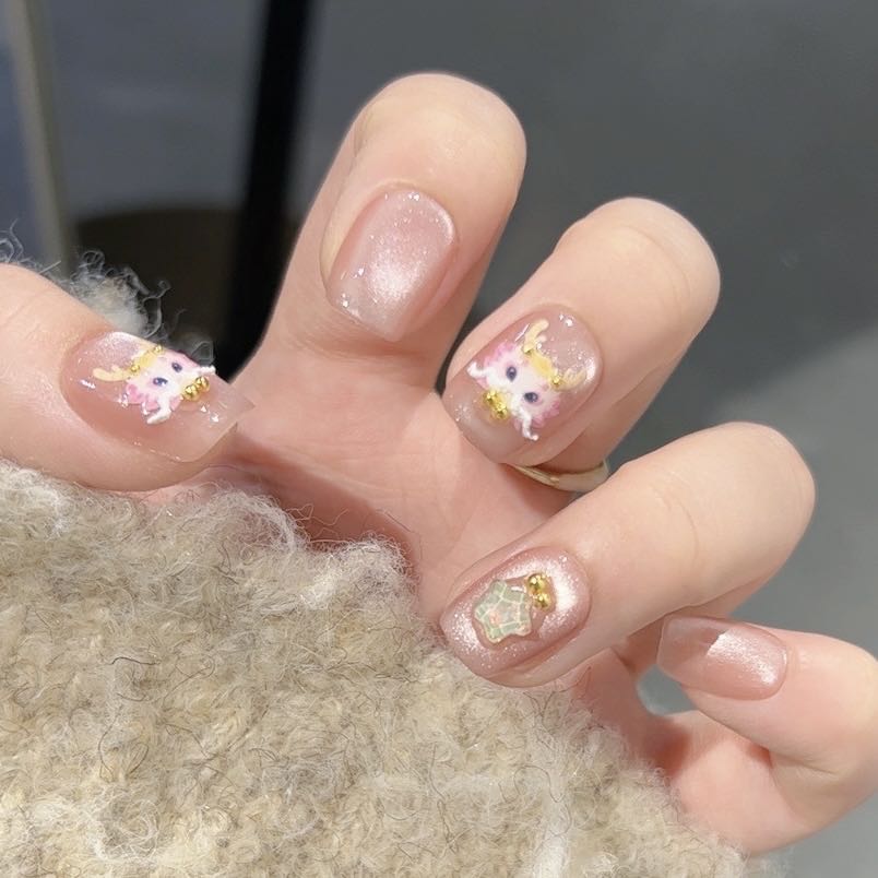 【好运龙龙】野世纯手工穿戴甲 猫眼定制浮雕  爆闪美拉德跳钻