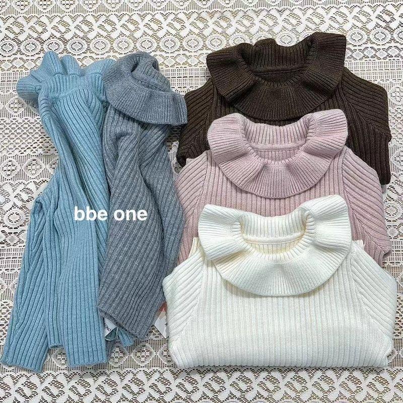 ono超软糯巨百搭秋冬女宝打底针织花边娃娃领毛衣白色粉蓝咖D69