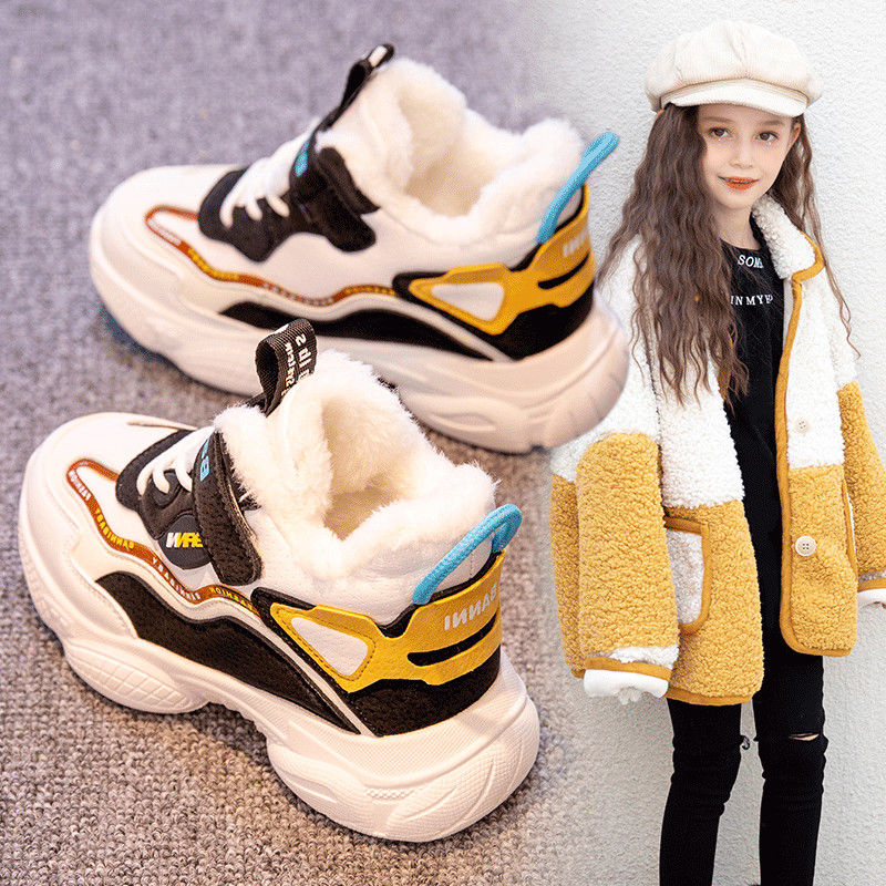 巴菈拉女童棉鞋2023冬季新款加绒加厚女孩保暖运动鞋子儿童大棉D