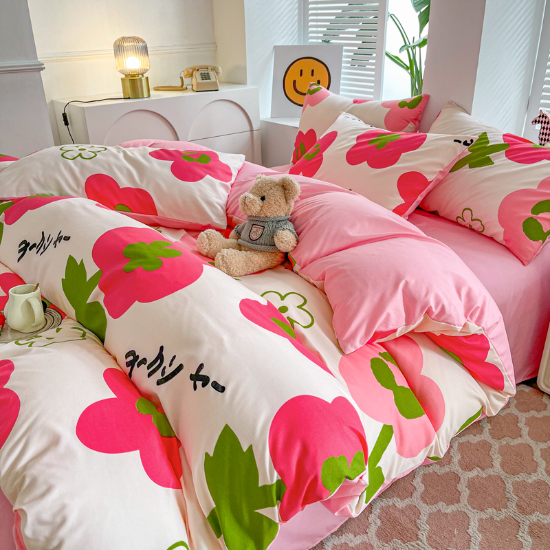 家用款床上四件套非全棉纯棉2023新款床单被套宿舍被罩床品三件套