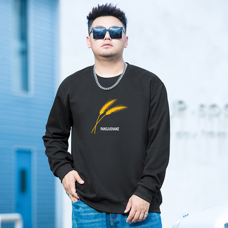 2025春秋季加肥加大码胖子男士卫衣加厚加绒宽松长袖T恤打底衫