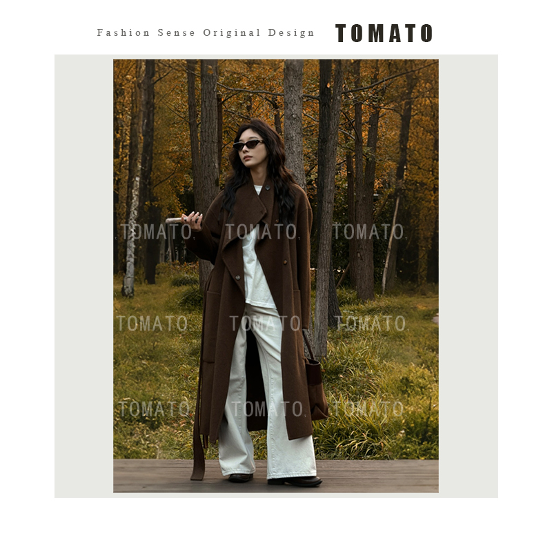 【TomoTo】曼城旧事 高级感秋冬韩系双面毛呢长款大衣D24DY7622