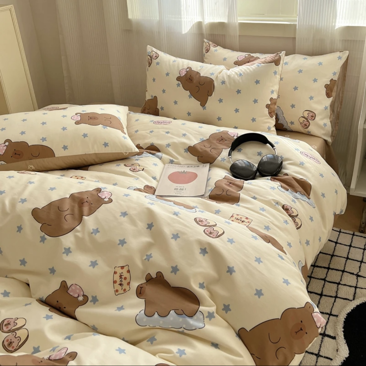 【咖色卡皮巴拉豆豆被】200*230柔软加亲肤豆豆被