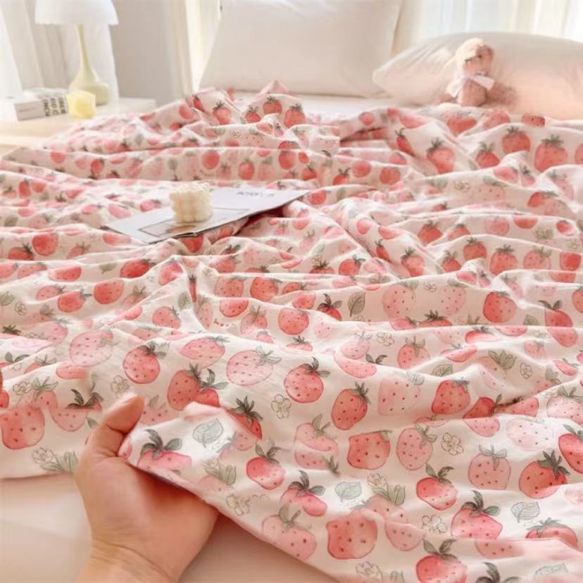 【微笑草莓床单】200*230软双层纱床单
