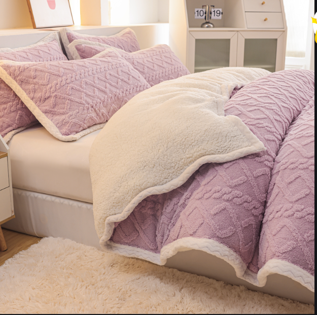 【直播间实物为准】温暖居家牛奶绒午睡休闲毯紫色被套150*200