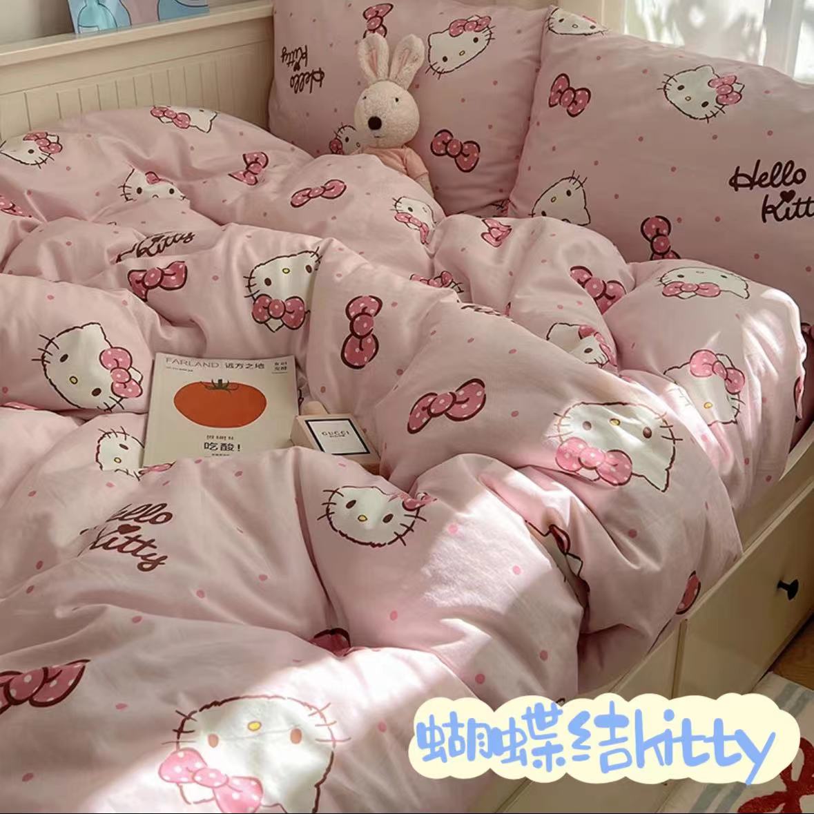 【蝴蝶结Kitty】100柔软加厚柔软豆豆被子