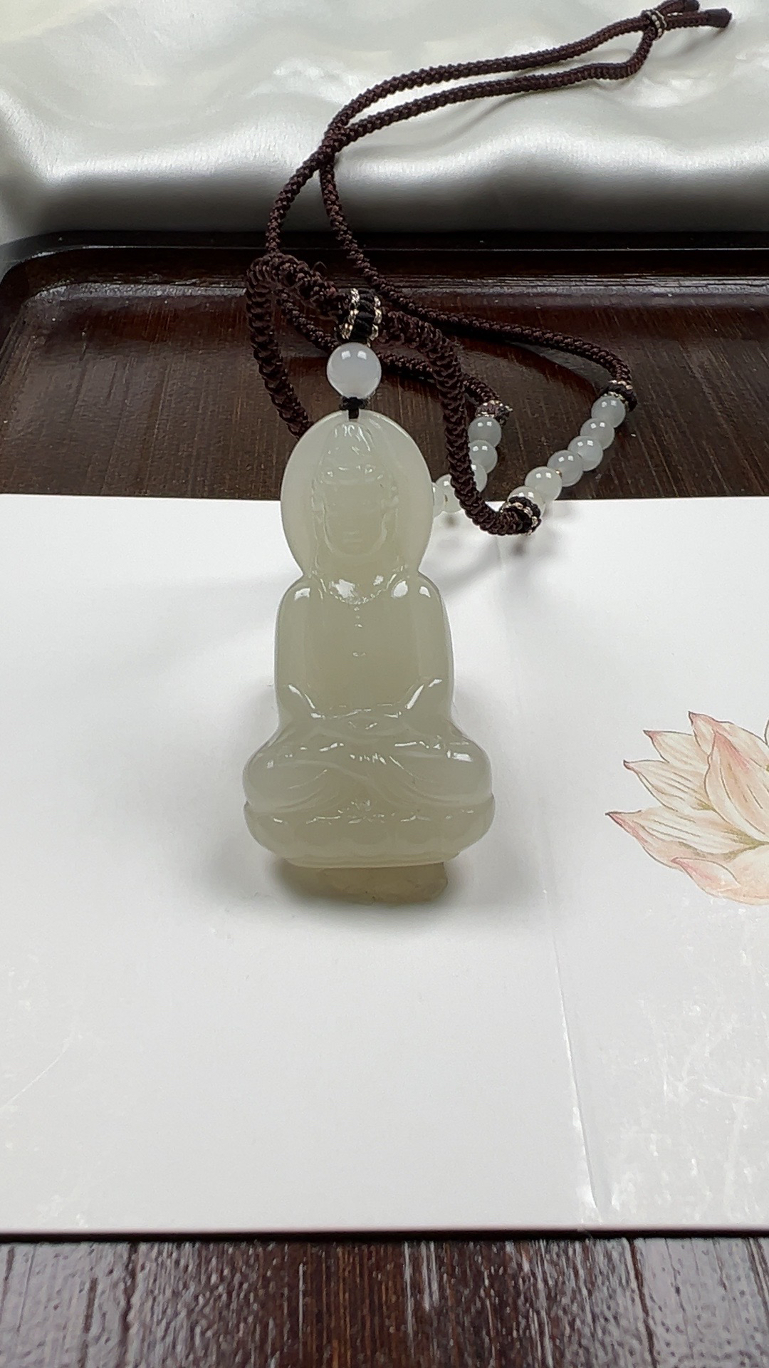 天然和田玉，青海料白冰观音，玉质细腻5零×28.1×11.7