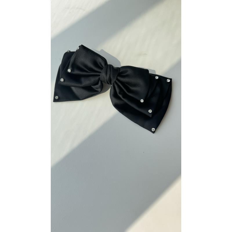 法式大号蝴蝶结发夹公主时尚高级感后脑勺盘发弹簧夹新款发卡缎面