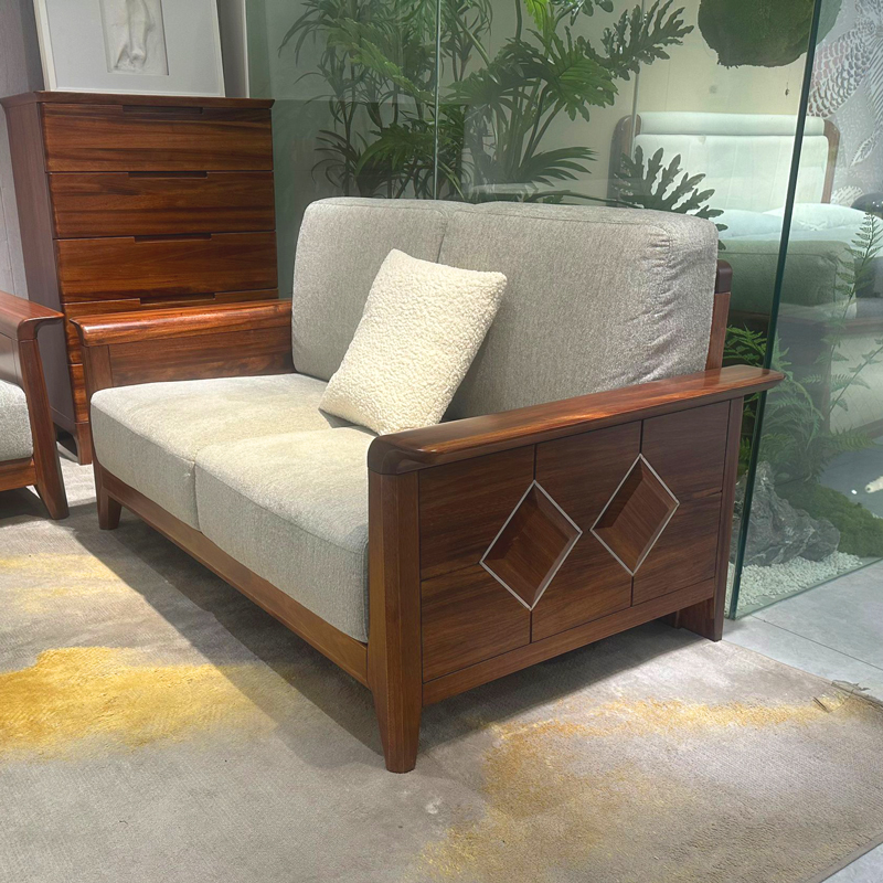 乌金木沙发直排现代实木简约轻奢成套客厅沙发