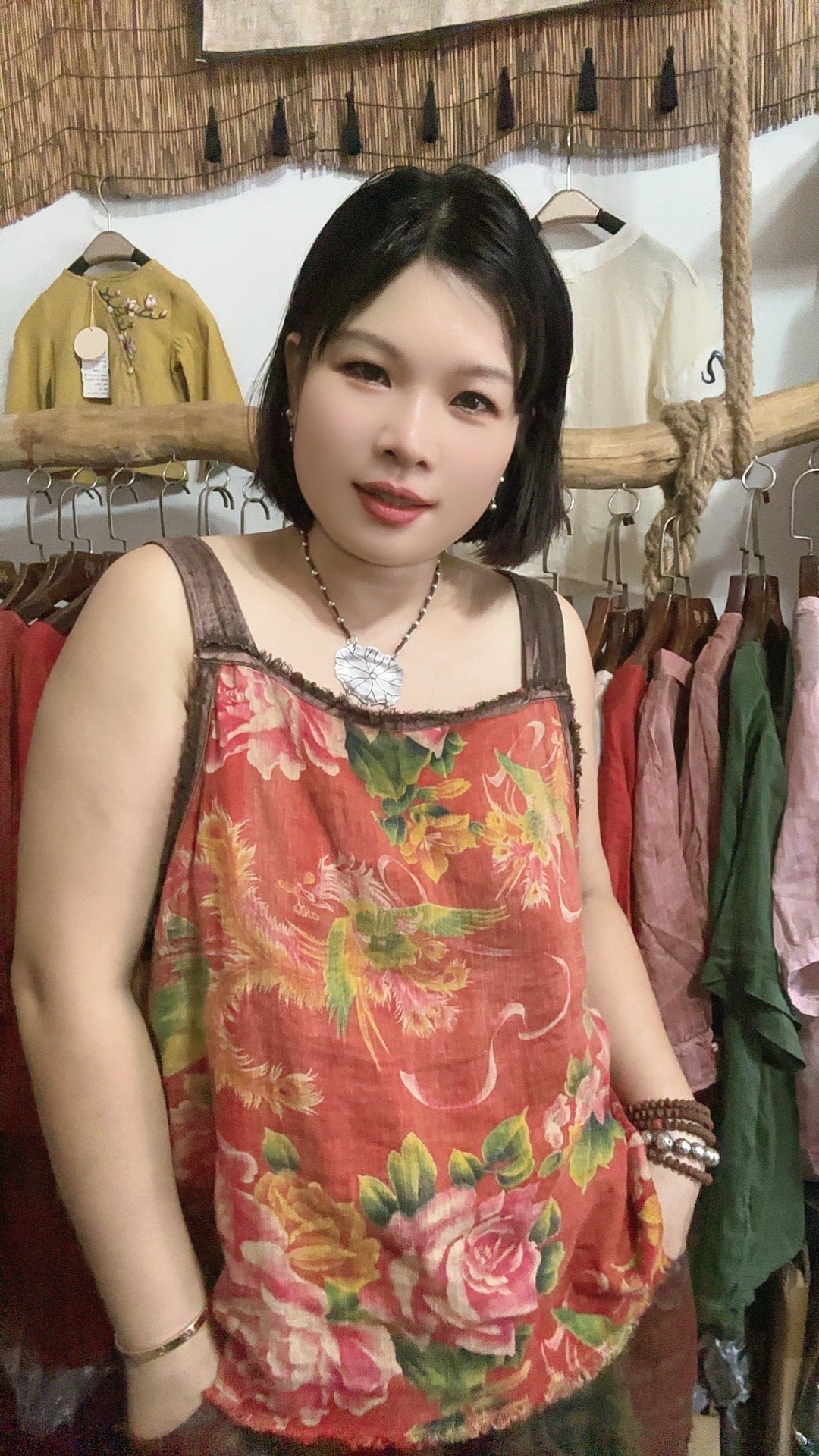 慢慢变蓝荼原创夏季新款文艺复古做旧慵懒宽松背心