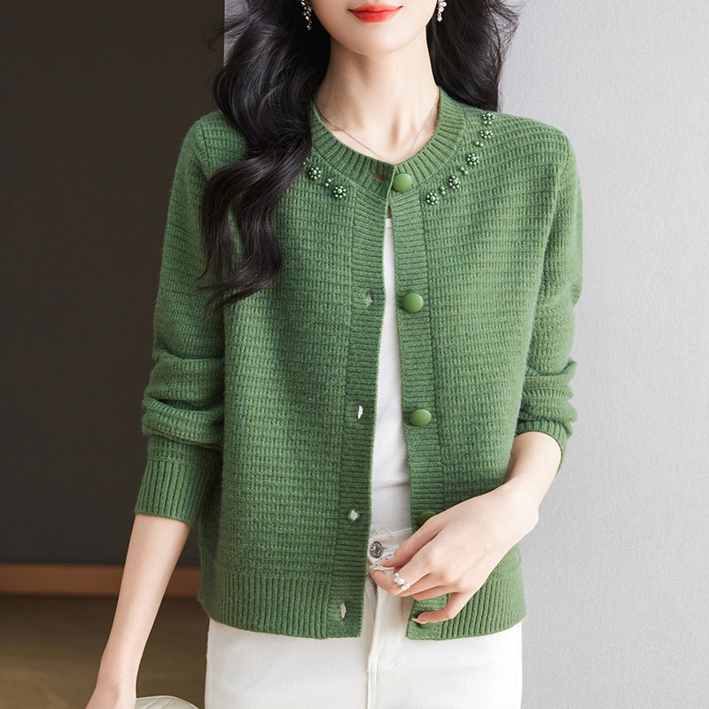 秋款女装毛衣开衫外套百搭时尚中年妈妈洋气减龄宽松显瘦圆领上衣