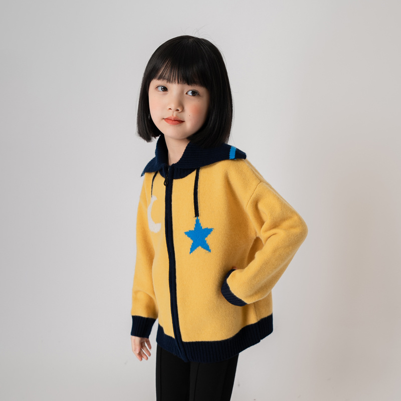 【100羊毛】女童开衫外套儿童羊毛衫加厚毛衣新款拉链韩版秋冬潮