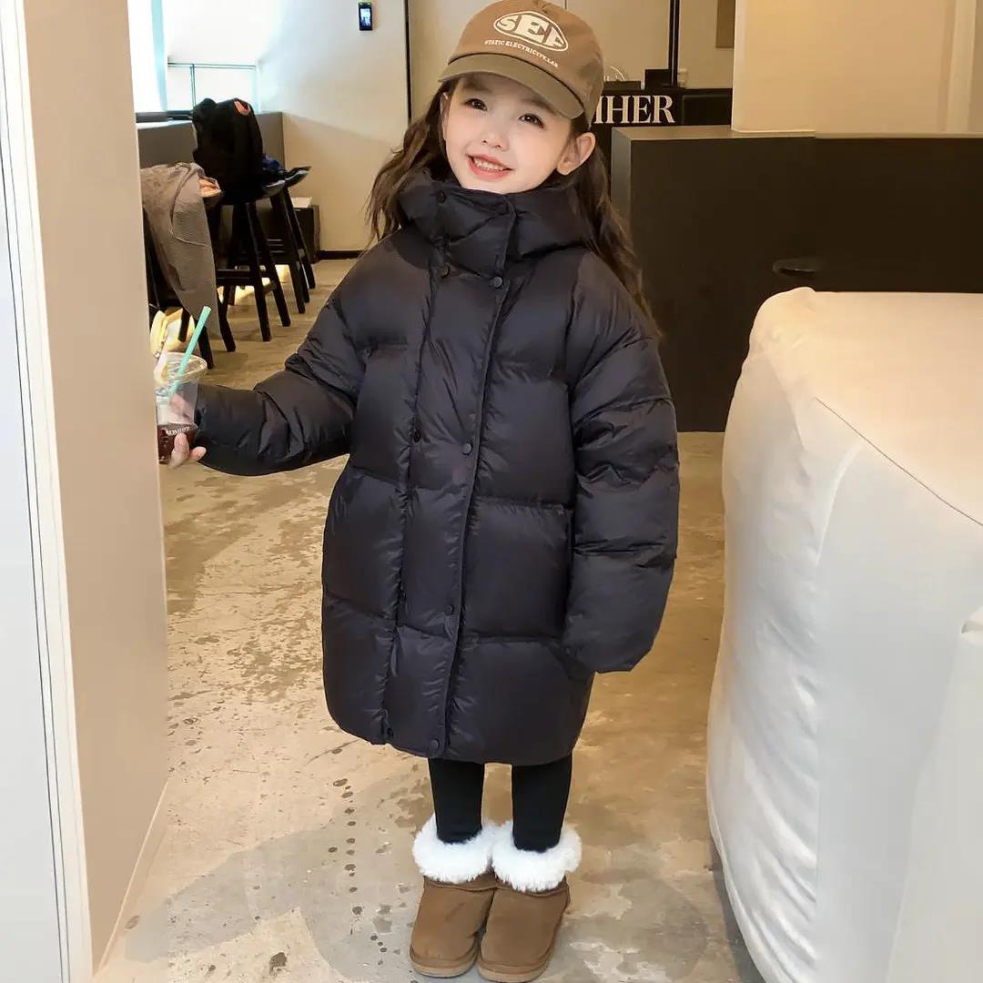 鸭鸭女童杜邦三防羽绒服2023秋冬新款儿童百搭免洗90白鸭绒上衣