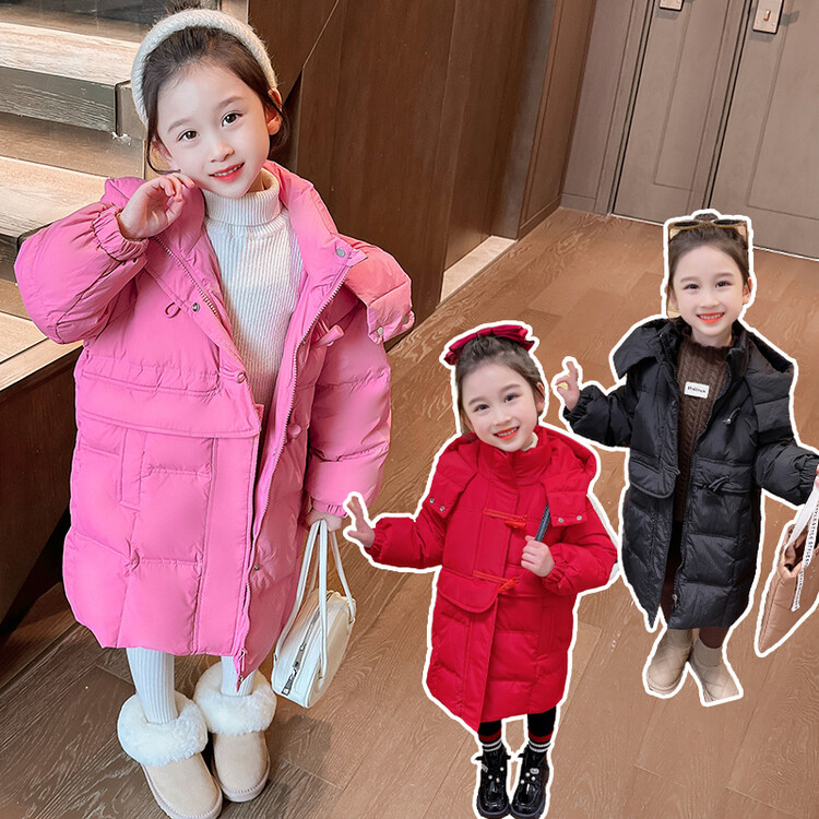 女童羽绒服冬季2023新款洋气儿童中长款加厚女宝宝白鸭绒冬装外套