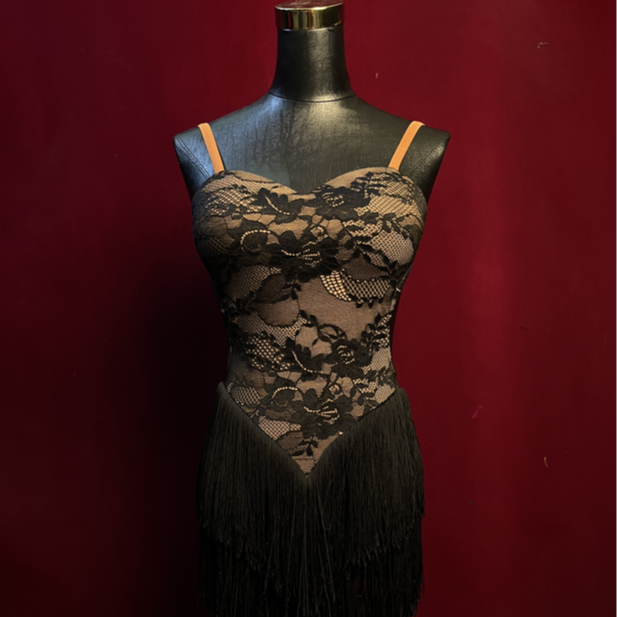G&H舞服新款吊带复合蕾丝带流苏裸服工艺艺考拉丁舞服赛服