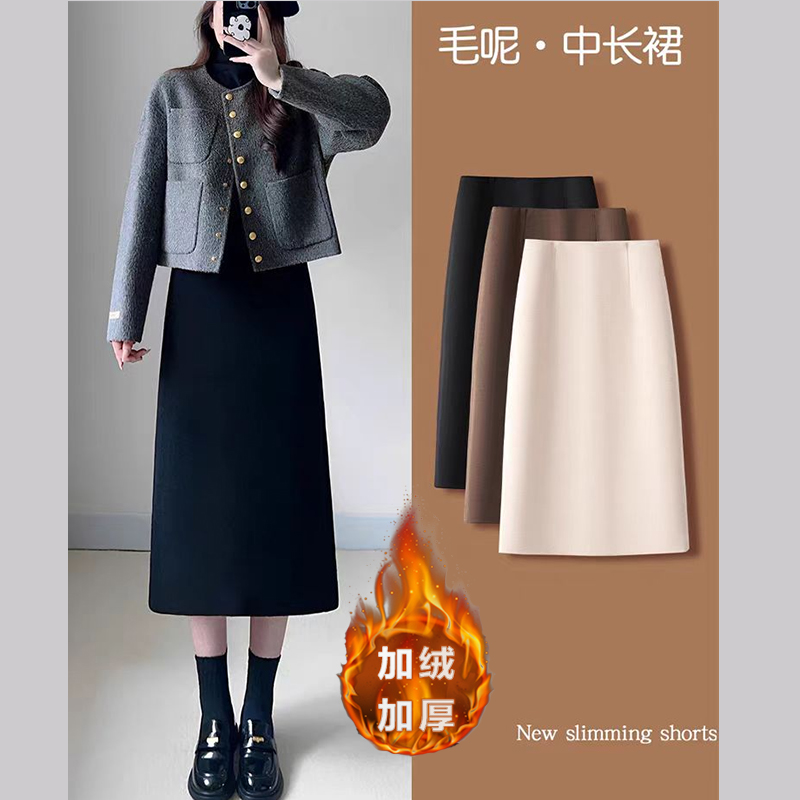 【加厚全内寸】秋冬款毛呢裙腰显瘦长裙A字毛呢小个子中长款772