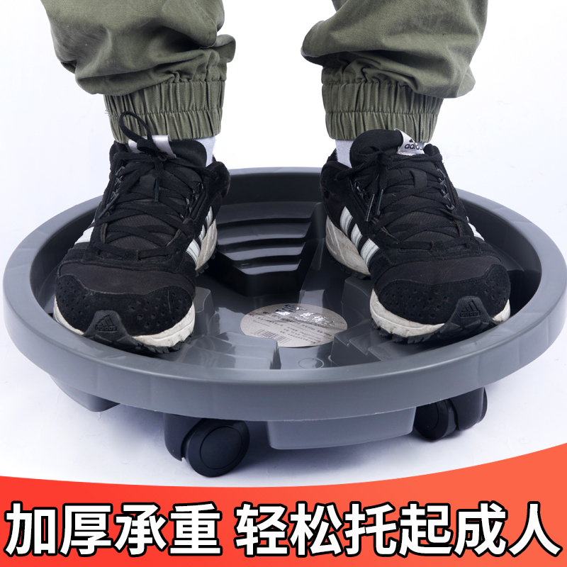 移动花盆托盘灰色塑料花盆底座带轮加厚万向轮深接水盘圆垫底托盘