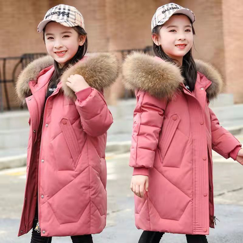 冬季女童羽绒棉服2023新款中大童加绒加厚洋气保暖中长款女孩外8