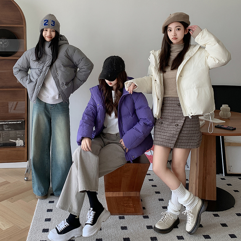 黑色连帽短款棉服女冬新款今年流行的爆款小个子高级感加厚外套