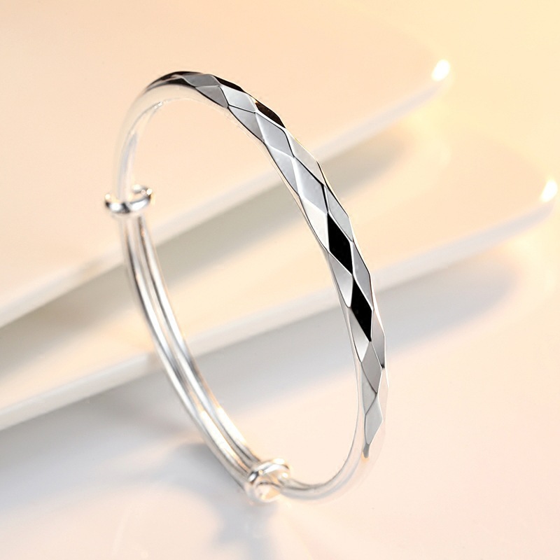 足银手镯 【24克】水立方推拉 菱形流光款简约百搭时尚气质个性经典