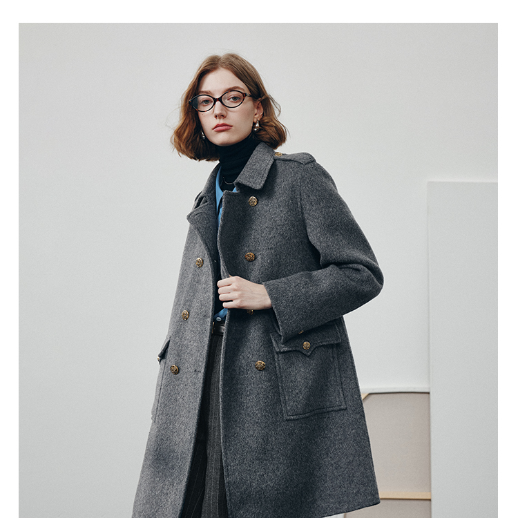 法曼萱限量英国进口 双面羊毛中长款斗篷大衣通勤知识分子风