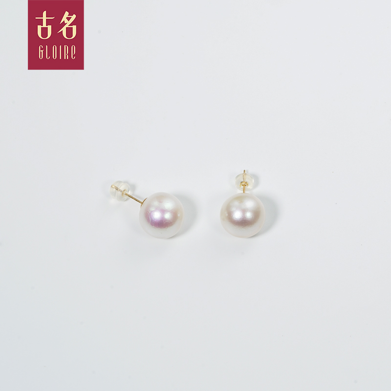 Gloire/古名【七七】18K金  淡水珍珠耳钉12-13mm--Z1358