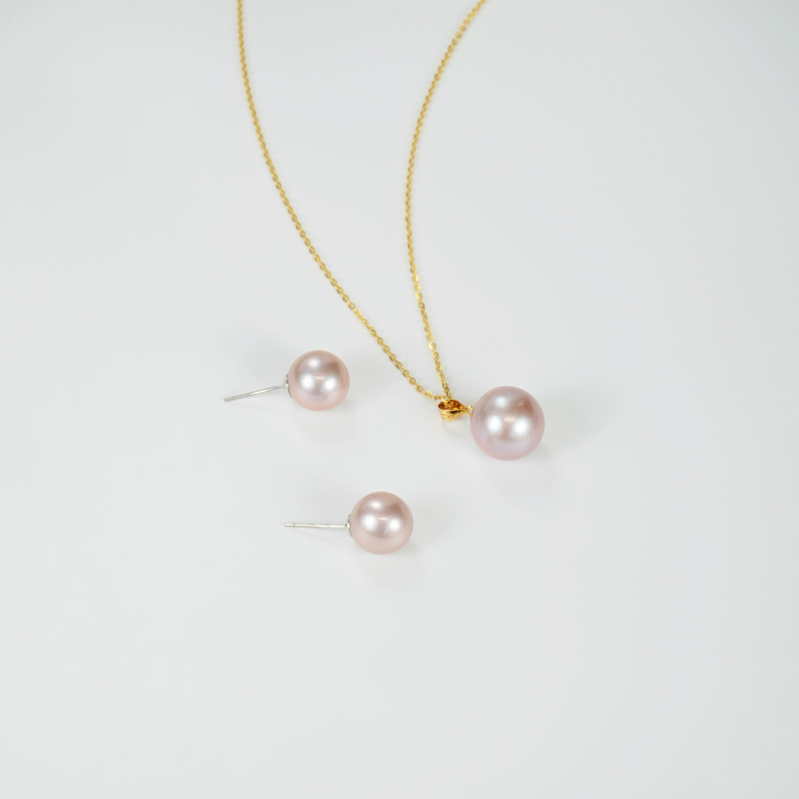 Gloire/古名【七七】18K金爱迪生紫珠淡水珍珠套装 10-11mm＋12-13mm