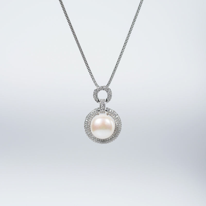 Gloire/古名【七七】S925银荷叶宝丹淡水珍珠吊坠13-14mm-Z1459