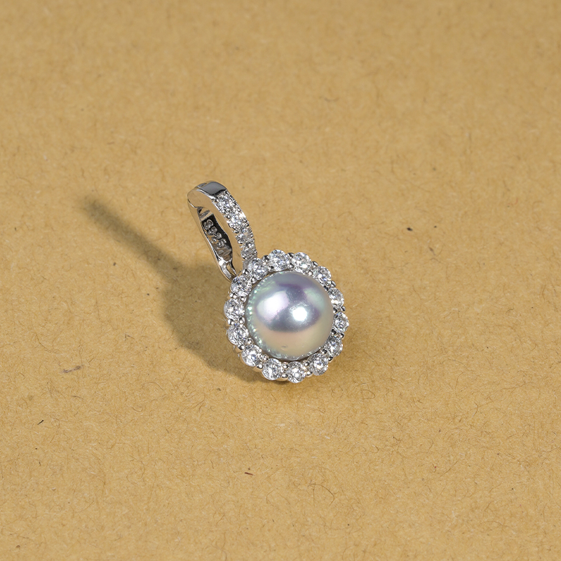 Gloire/古名【小鹿】S925银海水珍珠真多麻万能扣吊坠8-9mm-Z0328
