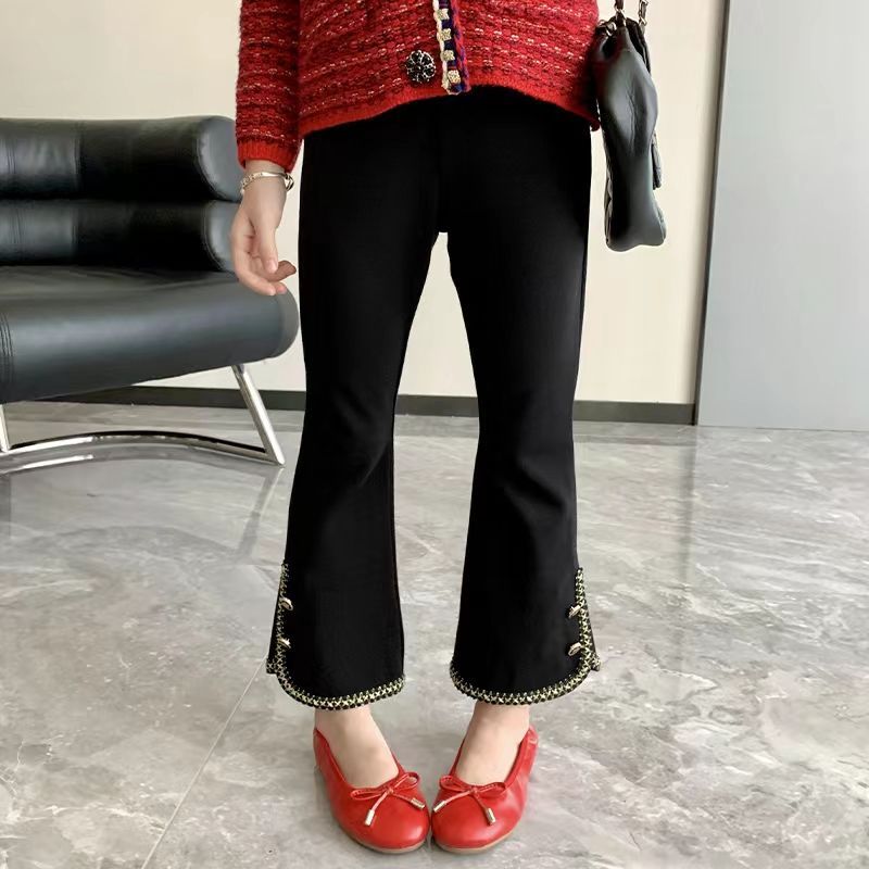女童春季喇叭裤秋冬装长裤2023最新款网红小女孩淑女街舞洋气修身